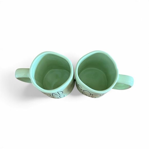 Two Rae Dunn Magenta "Good Egg/Bad Egg" Mint Green Coffee Mugs/Cups Drinkware - Picture 5 of 5